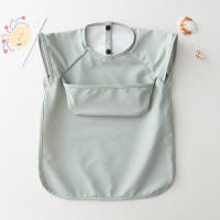 Baberos Para Bebés De Color Sólido Impermeables Con Bolsillo Para Niños Y Niñas Sin Mangas Adecuado Para Comidas Y Arte Ropa Infantil Esencial - details 2