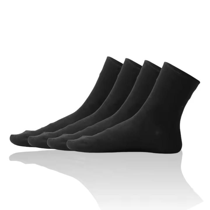 Geshop 4 Pares Calcetines Tobilleros Puños Anti presión  para Hombres y Mujeres  Calcetines Antipresion  Calcetines Tobilleros Medios  Color Negro Blanco Gris Azul - 1