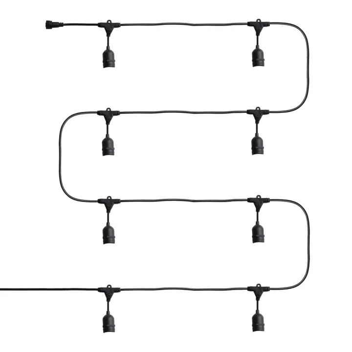 Ledkia Guirnalda Luces Exterior con 8 Portalámparas E27 5.5m Negro IP65 Negro - 1