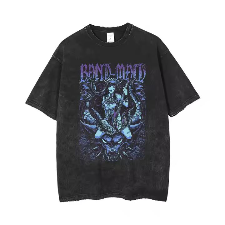 Camiseta Vintage Para Hombre Camiseta De Algodón Holgada Con Mangas Cortas Estampado Acido Estilo Casual Unisex - 1