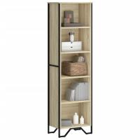 vidaXL Estantería madera de ingeniería 50x31x169 cm en color Marrón roble/Negro/Roble ahumado y más | almacenamiento funcional diseño moderno para baño dormitorio sala - details 4
