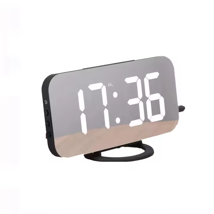 Reloj con Espejo LED, Reloj de Noche, Luz de despertador, Luz Nocturna, Brillo ajustable (R1) - 1