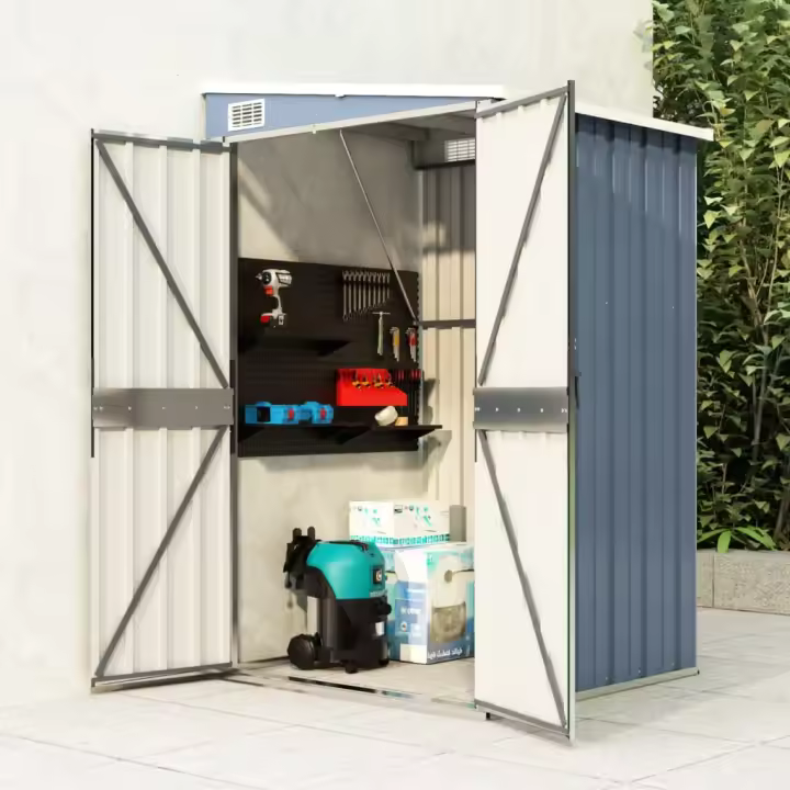 vidaXL Cobertizo de jardín pared acero galvanizado gris 118x100x178 cm - 1