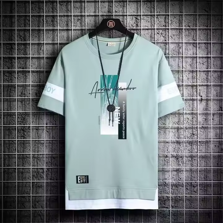 Camiseta Para Hombre Verano Corta Casual Versátil Media Manga Color Bloque Trendy Top Camiseta Transpirable Ligera Pull on Polyester - 1