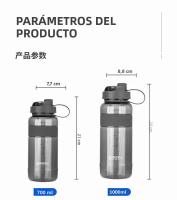 Botella De Agua Deportiva Grande Con Doble Pajita 1L 2L 3L BPA Free Reutilizable Para Exteriores Con Correas Para Adultos - details 1
