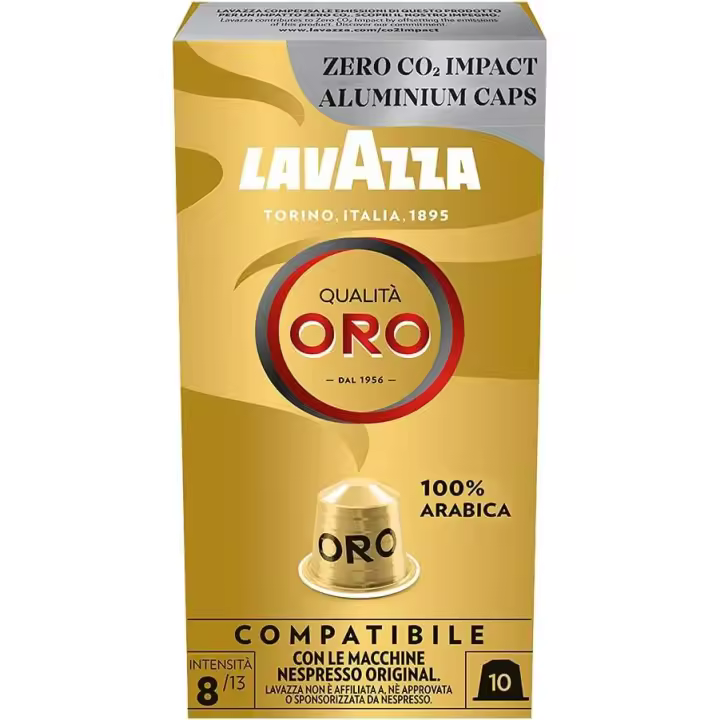 Lavazza Qualità Oro 10x Cápsulas de Café Compatibles con las Máquinas Nespresso* Original, con Notas Aromáticas Florales y Afrutadas, 100% Arábica, Intensidad 8, Tueste Ligero - 1