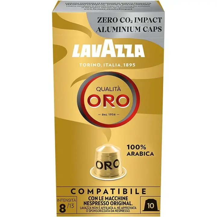 Lavazza Qualità Oro 10x Cápsulas de Café Compatibles con las Máquinas Nespresso* Original, con Notas Aromáticas Florales y Afrutadas, 100% Arábica, Intensidad 8, Tueste Ligero - 1