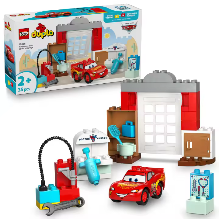[PREVENTA] LEGO® DUPLO® | Cars de Disney y Pixar Visita de McQueen al Taller de Doc Juguete Para Bebés, Estimula el Juego Creativo, Set de Construcción Para Preescolares de 2 Años o Más 10456 - 1