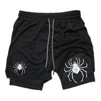 Shorts De Rendimiento Para Hombre Con Estampado De Araña 2 En 1 Shorts De Gym Para Correr Con Bolsillos Para Teléfono Y Cinta Atleta Activo - details 15