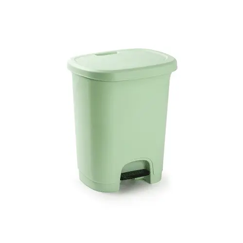 CABLEPELADO Cubo de Basura de Plástico Con Pedal, Libre de BPA, 30 cm Alto x 25 cm Ancho x 21 cm Fondo, Capacidad 8 Litros, Verde - 1