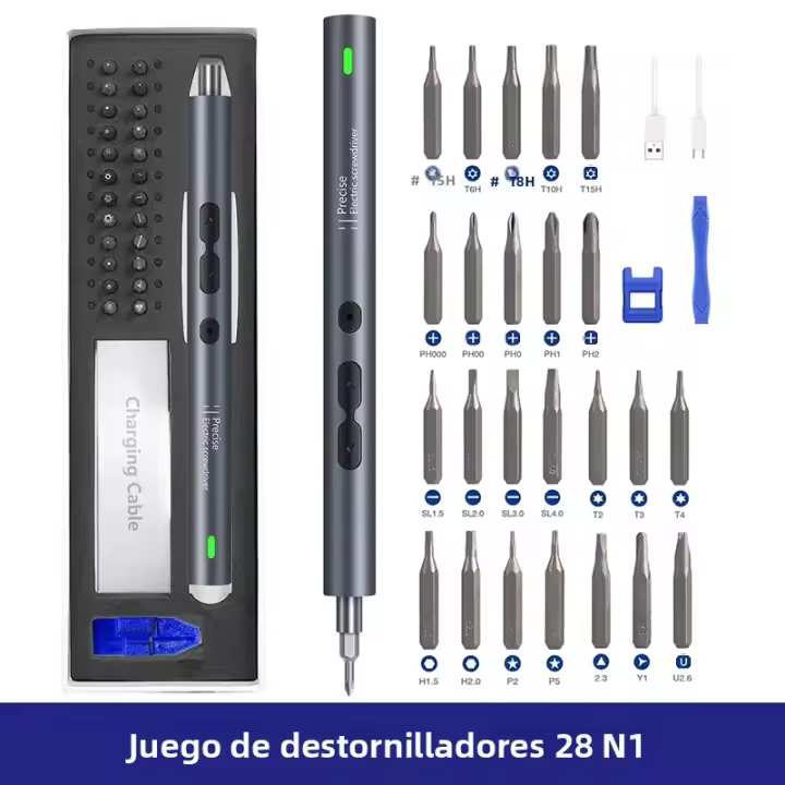 Juego De Destornilladores Eléctricos 28 En 1 Recargable Inalámbrico Herramienta De Precisión Con Bit Magnético Para Xiaomi Pen Kit De Herramientas De Poder Móvil - 1