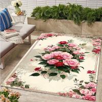 Alfombra De Piso Lavable Máquina Con Estampado Floral Vintage Lujo Antideslizante Para Sala De Estar Dormitorio Oficina Decoración Alfombra Moderna De Poliéster 100% - details 3