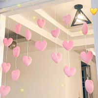 Cortina De Corazón Rosa Para Niñas Decoración De Habitación Cortina Divisoria Con Borlas Y Diamantes Para Sala De Estar Moderna Cortina Translúcida De Poliéster - details 2