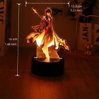 Lámpara 3D De Anime Genshin Impact LED Luz Nocturna Zhongli HuTao Xiao Shenhe Para Decoración De Habitación Regalo De Cumpleaños Luces - details 2