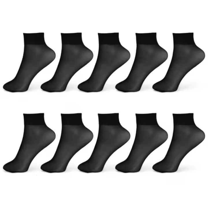 Geshop 10 Pares Medias Lycra Tobilleras 20 D Denier Anti Presión para Mujeres  Calcetines Tobilleros Lycra Anti presión  Color Negro, Carne - 1