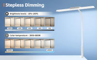Lámpara De Escritorio LED Ajustable Con Control Táctil Y Memoria En 3 Colores Luz De Escritorio Con Pinza Para Oficina Y Hogar Sin Certificación - details 3