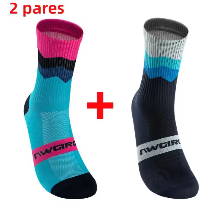 2 Pares De Calcetines De Ciclismo Profesionales Transpirables Para Hombre Y Mujer Deporte Al Aire Libre Calcetines De Competición De Bicicleta - 1