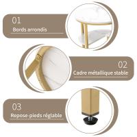 Set de Mesas de Centro Modernas Doradas con Estante, Tablero Efecto Mármol Blanco, Mesa de Café Rectangular + Mesa Auxiliar Redonda, Diseño Nido para Salón - details 0