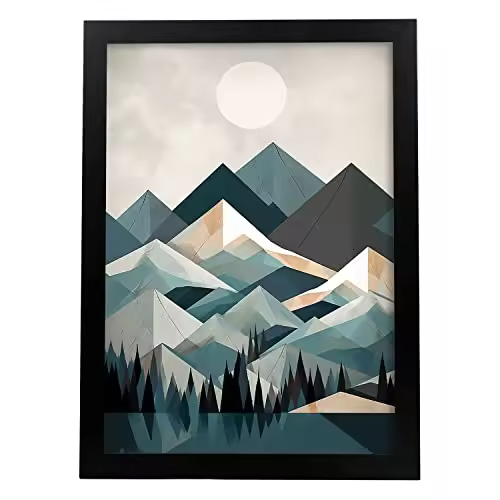 Nacnic Póster De Las Montañas Nevadas En Estilo Geométrico Minimalista. Ilustración De Paisaje En Estilo Geométrico Colorido, - 1