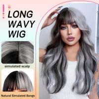 Pelucas Sintéticas Largas Ombre Rubio Platinado 26 Pulgadas Onduladas Para Mujeres Naturalista Middle Part Para Uso Diario Y Fiestas - details 5