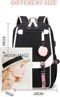Mochila Escolar Stitch Negra con Detalles Rosas 45x30x19 cm – Mochila Grande para Niñas, Niños, Mujeres y Hombres, Resistente y Cómoda, Puerto USB y Salida de Auriculares, Ideal para Viaje y Universidad - details 6