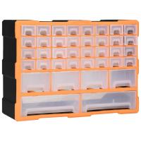 vidaXL Organizador Multicajones con 40 Cajones Herramientas Taller Armario Color Gris,  Naranja y negro, y mas - details 1