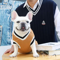 Chaleco De Punto Para Perro Y Gato Estilo Universitario Con Cuello V Teddy Bomei Diversión Para Todas Las Estaciones Especialmente Otoño E Invierno - details 21