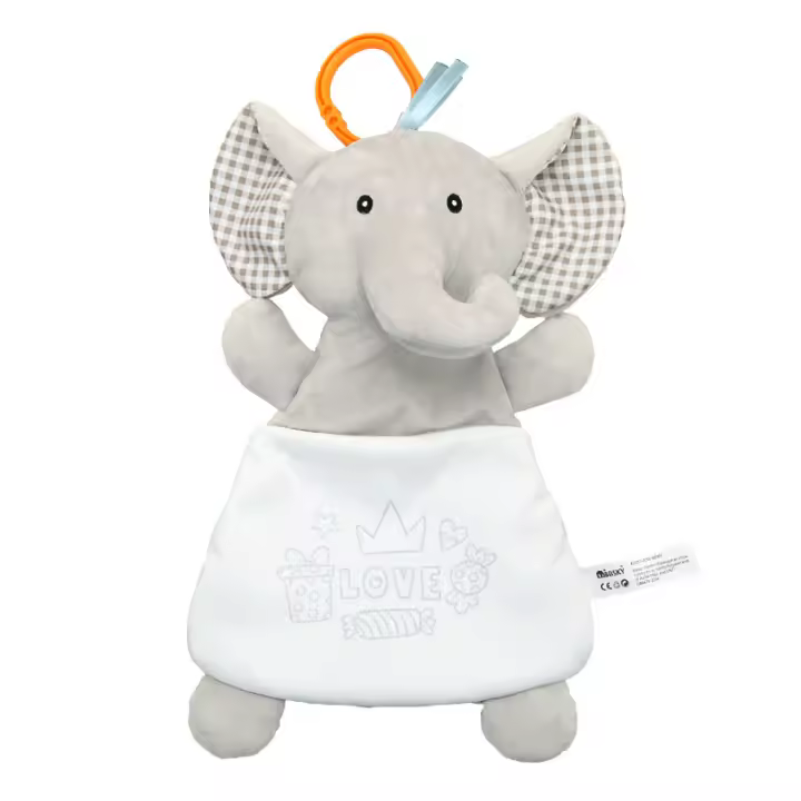 Bonita y creativa toalla de confort con forma de elefante y oveja de dibujos animados para bebé, bolsa de dulces de peluche para guardar suministros para madres e hijos. - 1