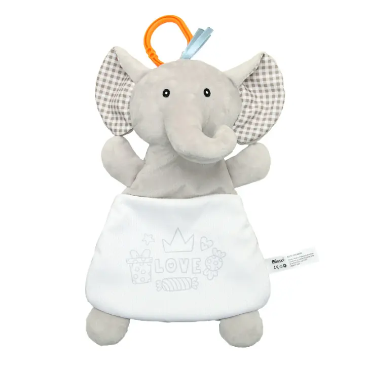 Bonita y creativa toalla de confort con forma de elefante y oveja de dibujos animados para bebé, bolsa de dulces de peluche para guardar suministros para madres e hijos. - 1