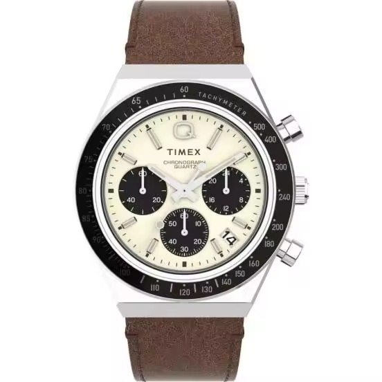 Reloj Q Timex Chronograph 40mm con correa de cuero TW2V42800 Timex - 1