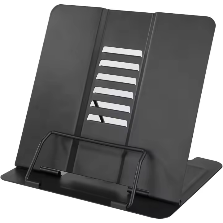 Atril de lectura para libros de cocina con 6 ángulos ajustables y clip, estantes metálicos para recetas, libros de texto, documentos y libros de música. - 1