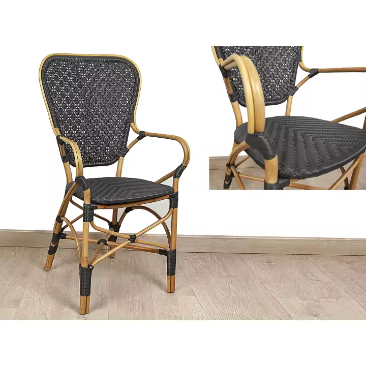BUTACA RATTAN/BAMBOO NEGRO/NATURAL HM4723581 FIJALO - 1