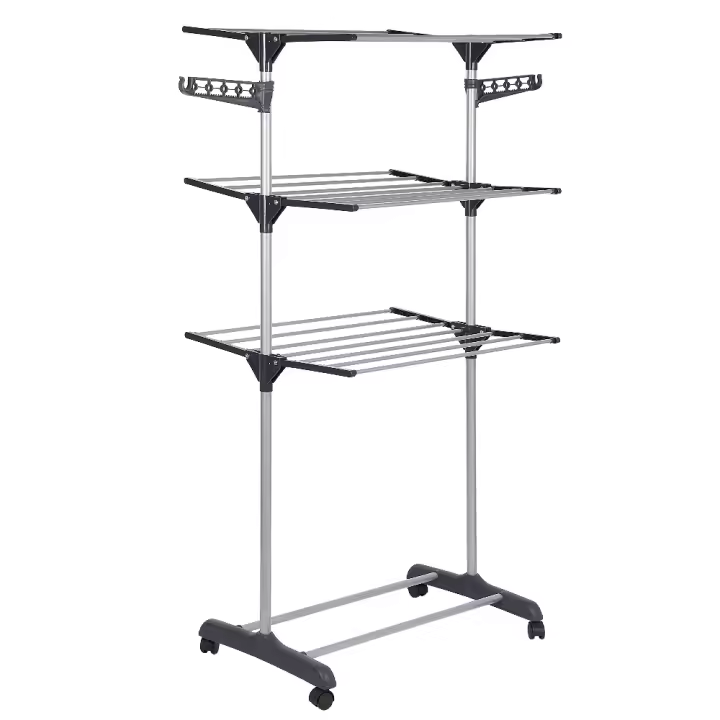 Aqrau vertical Percheros De Pie CON RUEDAS TIPO TORRE ,Estante de secado de ropa , colgador de ropa con varillas plegables - 1