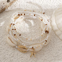 Ingemark 6Pcs/Set Pulseras De Cuentas Boho Para Mujer Anillo De Tobillo Elástico Con Colgante De Estrella De Kpop Joyería De Playa Verano Regalo Geométrico - details 5