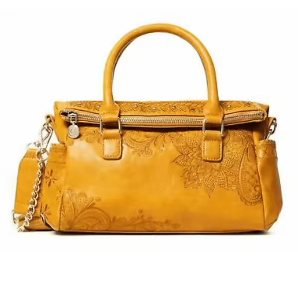 Bolso Desigual Martini Harri Mini con Patrón de Bordado y Cremallera - Ocre Bandolera Hombro  Mini 20WAXP81 Ocre 26x19x12cm Mandala Mujer - 1