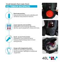 Ociodual Mochila Senderismo 40L Negra Ligera Impermeable Mochila Viaje Supervivencia Plegable Mochila Mujer Camping Mochila Hombre Trekking Montaña Mochilas Marcha Nórdica Deporte - details 4