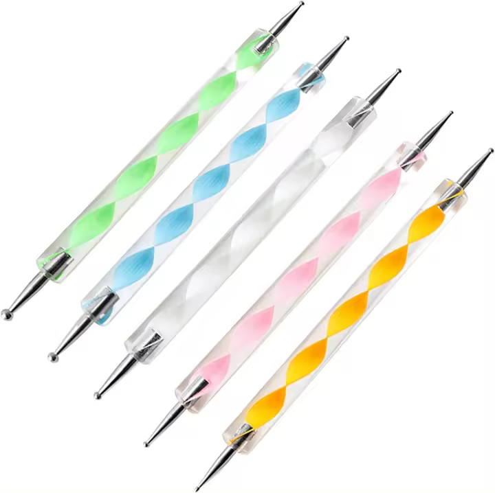 Nail Art Design Pintura Pening Kit profesional ，Herramientas Diferentes Punzon Para Grabado，de Nail Art Manicura y Pedicura Decorar uñas Decoración (5PCS) - 1