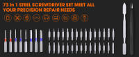 Juego De Destornilladores Precisi\u00f3n 73 En 1 Con 71 Piezas Torx Filos Magn\u00e9ticos Herramientas De Reparaci\u00f3n Profesionales Para C\u00e1mara Tel\u00e9fono Reloj PC - details 1