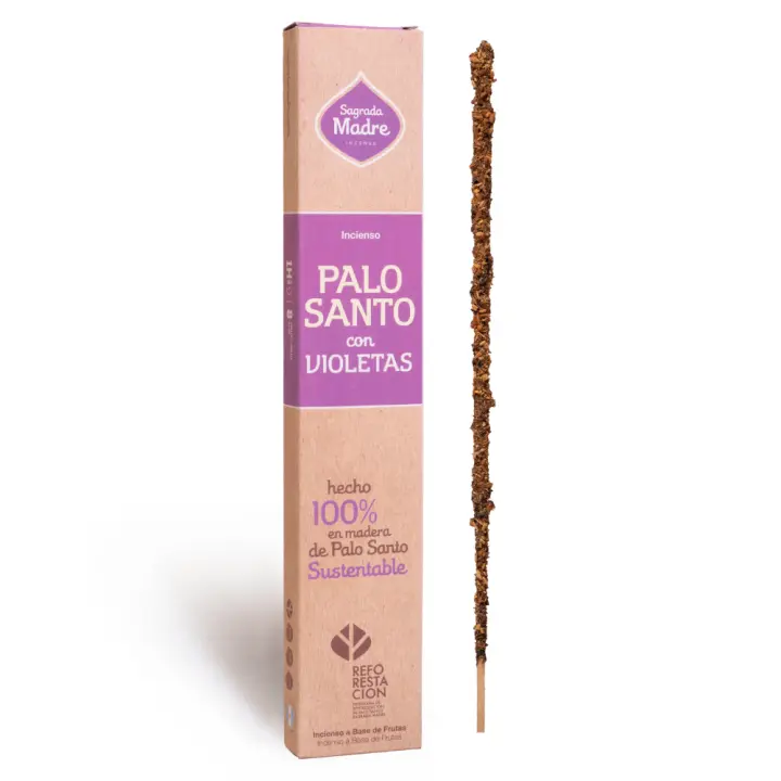 NA Incienso Artesano de Palo Santo y Violetas - Sagrada Madre (8 Varillas Gruesas) | Duración 1 Hora - 1