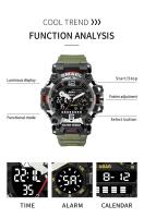 Reloj Militar SMAEL 8072 De Estilo Aleación Dual Pantalla Resistente Al Agua Deportivo Táctico Para Hombres Con Luz Nocturna Y Display Analógico-digital - details 2