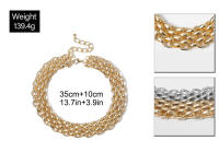 Collar Gargantilla PuRui Punk Chunky Cadena Para Mujer Estilo Hip Hop Color Oro Metálico Collar De Capa Superpuesta Joyería Moda - details 2
