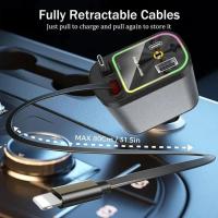 Cargador De Coche Retráctil 4 En 1 Con Cable USB C Y Lightning Starlight Para Automóviles Carga Rápida Para iPhone Y Samsung - details 7