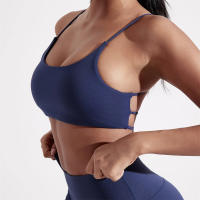 Sujetador Deportivo Para Mujer En Color Sólido Con Espalda Cruzada Fitness Yoga Entrenamiento Global Con Almohadilla De Pecho Tirantes Finos - details 3