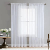 Cortinas De Tulle Transparente Y Sutil Para Sala De Estar Comedor Dormitorio Y Puerta De Ventana Blanco Decoración De Hogar Y Boda 2 Hojas - details 1