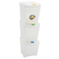 vidaXL Cubos de Basura Apilables 3 Piezas 75 L Papelera Oficina Color Antracita,  Blanco,  Gris y mas - details 1