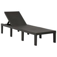 vidaXL Tumbona con cojín plástico Blanco, Antracita, Sillas de Exterior Ideal para jardín, playa, piscina, terraza Tumbona Piscina Tumbonas Playa Tumbonas Jardín Exterior - details 1