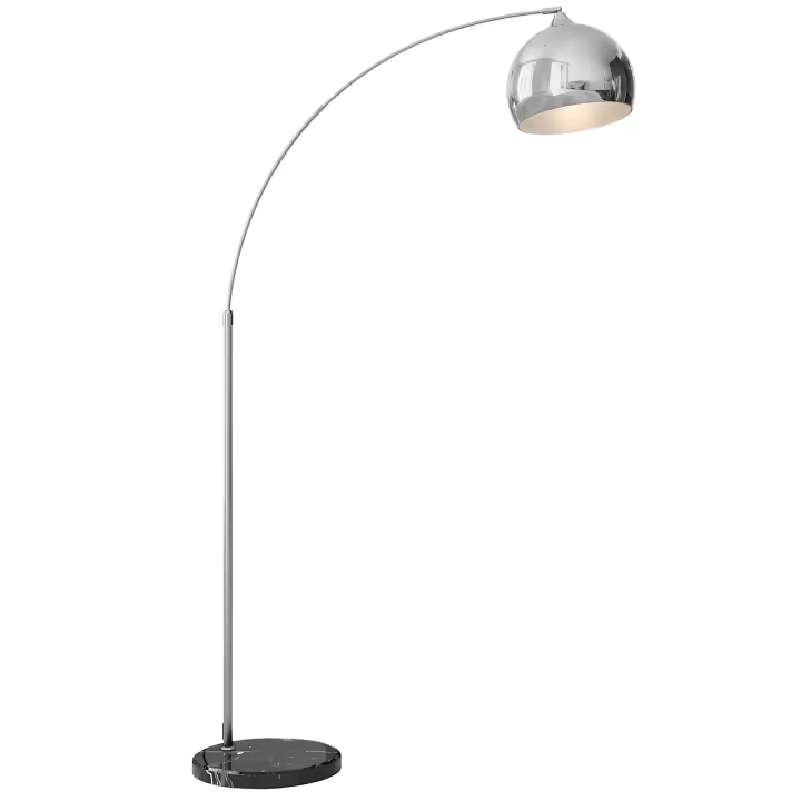 HOMCOM Lámpara de Pie Arco con Altura y Longitud Ajustable Lámpara de Lectura para Bombilla E27 Potencia Máx. 40 W con Interruptor de Pie 110-115x30x170-180 cm Plata y Negro - 1