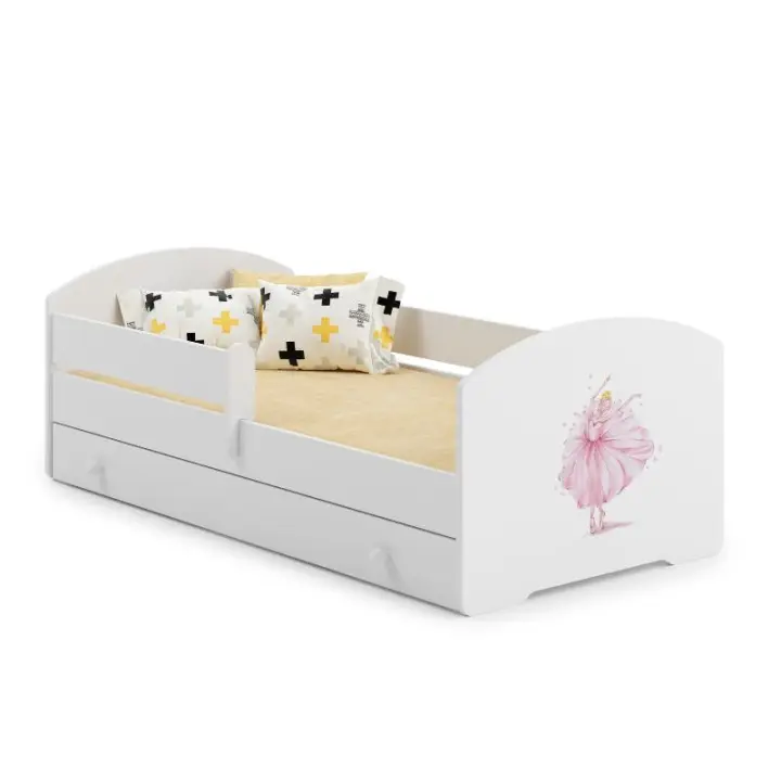 Cama de criança 140 x 70 com gaveta, colchão e estrado incluídos Kobi Luk Princess in a Crown - 1