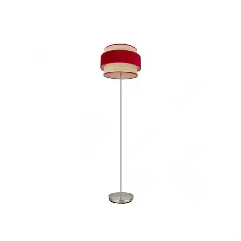 FABRILAMP Lámpara de Pie Reyes 1xe27 Niquel/Natural-Rojo 160x40x40 Cm - Diseño Elegante - 1