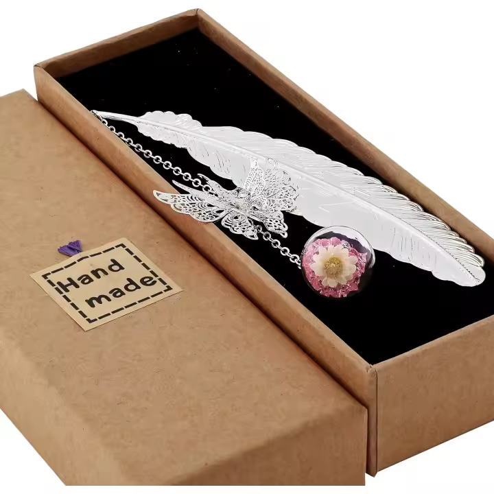 Marcador de plumas de metal-Regalo especial para el día de la madre, cumpleaños de mujeres y apreciación de maestros, accesorio literario elegante y ayuda de lectura elegante - 1